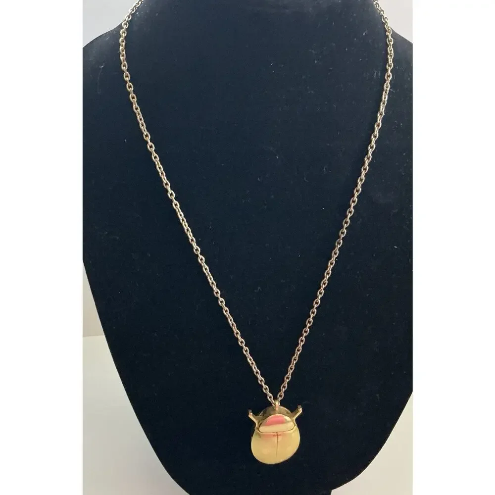 Vintage Cycle Watch Pendant‎ Gold Tone Beetle Gold Tone Chain